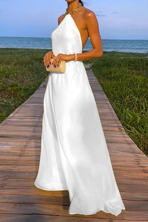 Heidi-Mode | Rosiedress Ketten-Halter Offener Rücken Maxi Swing Kleid - Image 5