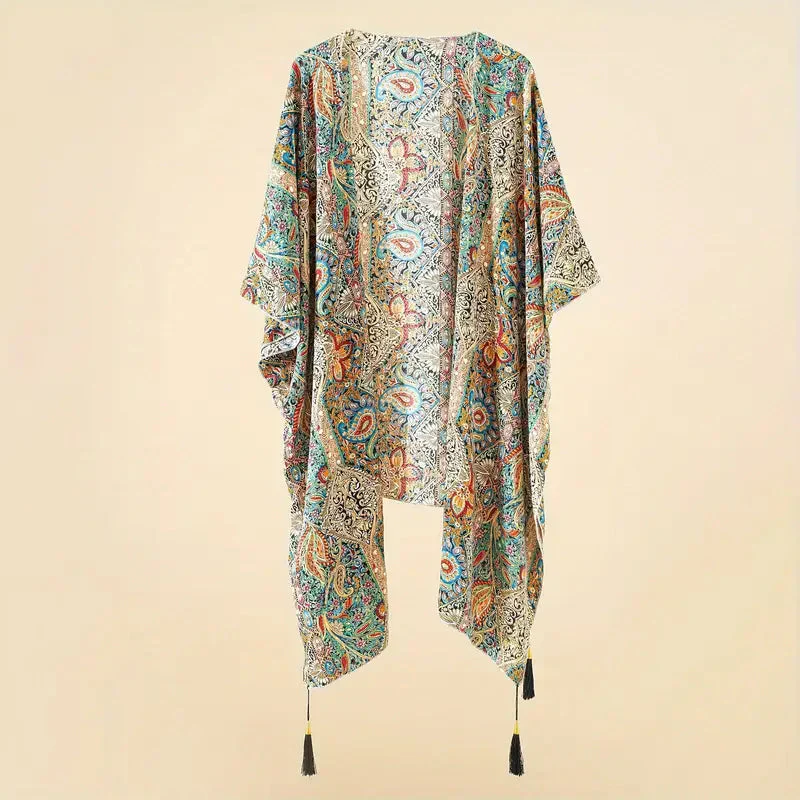 Heidi-Mode | Kimono, Paisley Druck, Offene Front, Bikini-Cover Up, Strand-Kimono - Image 3