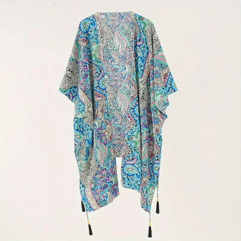 Heidi-Mode | Kimono, Paisley Druck, Offene Front, Bikini-Cover Up, Strand-Kimono - Image 4