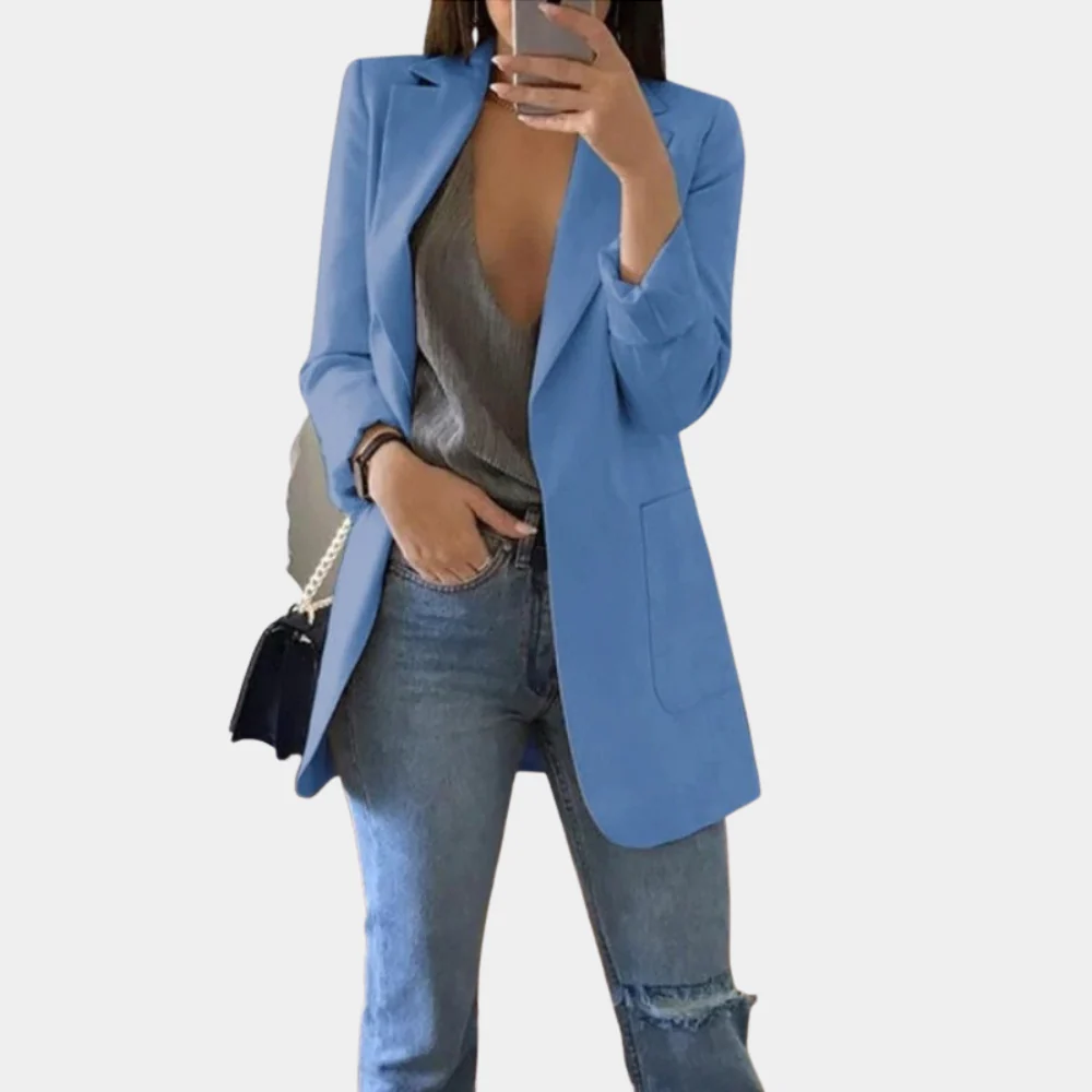 Heidi-Mode | Klassisch Offene Front Langer Blazer für Damen - Image 2