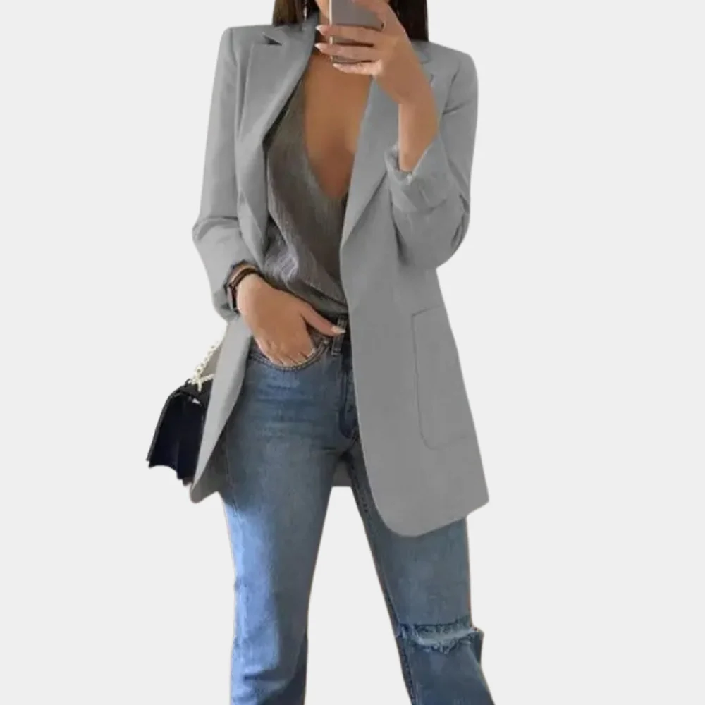 Heidi-Mode | Klassisch Offene Front Langer Blazer für Damen - Image 3