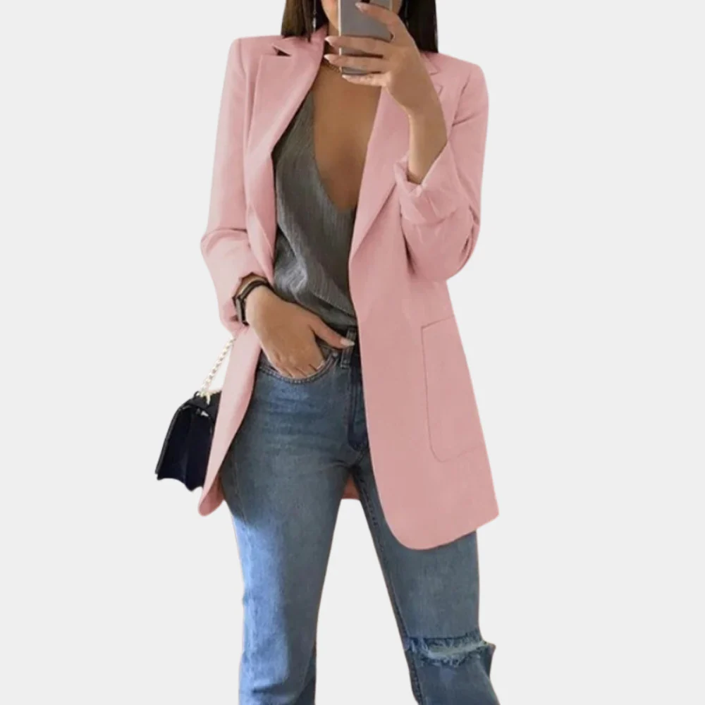 Heidi-Mode | Klassisch Offene Front Langer Blazer für Damen - Image 5