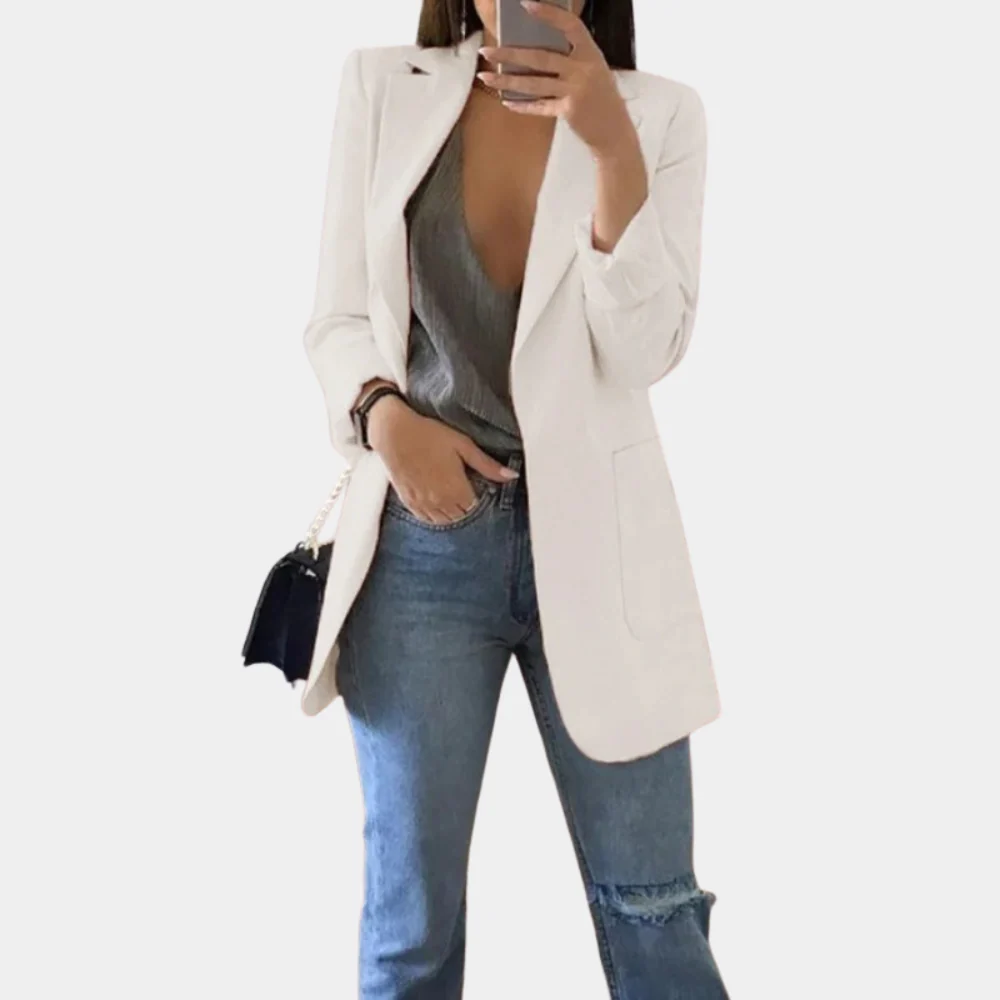 Heidi-Mode | Klassisch Offene Front Langer Blazer für Damen - Image 6