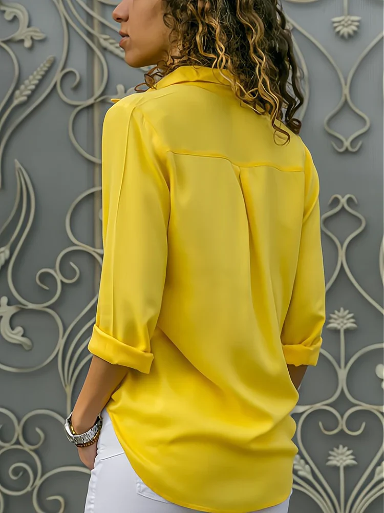 Heidi-Mode | Klassische Knopfleistenbluse mit Langen Ärmeln für Damen - Image 3