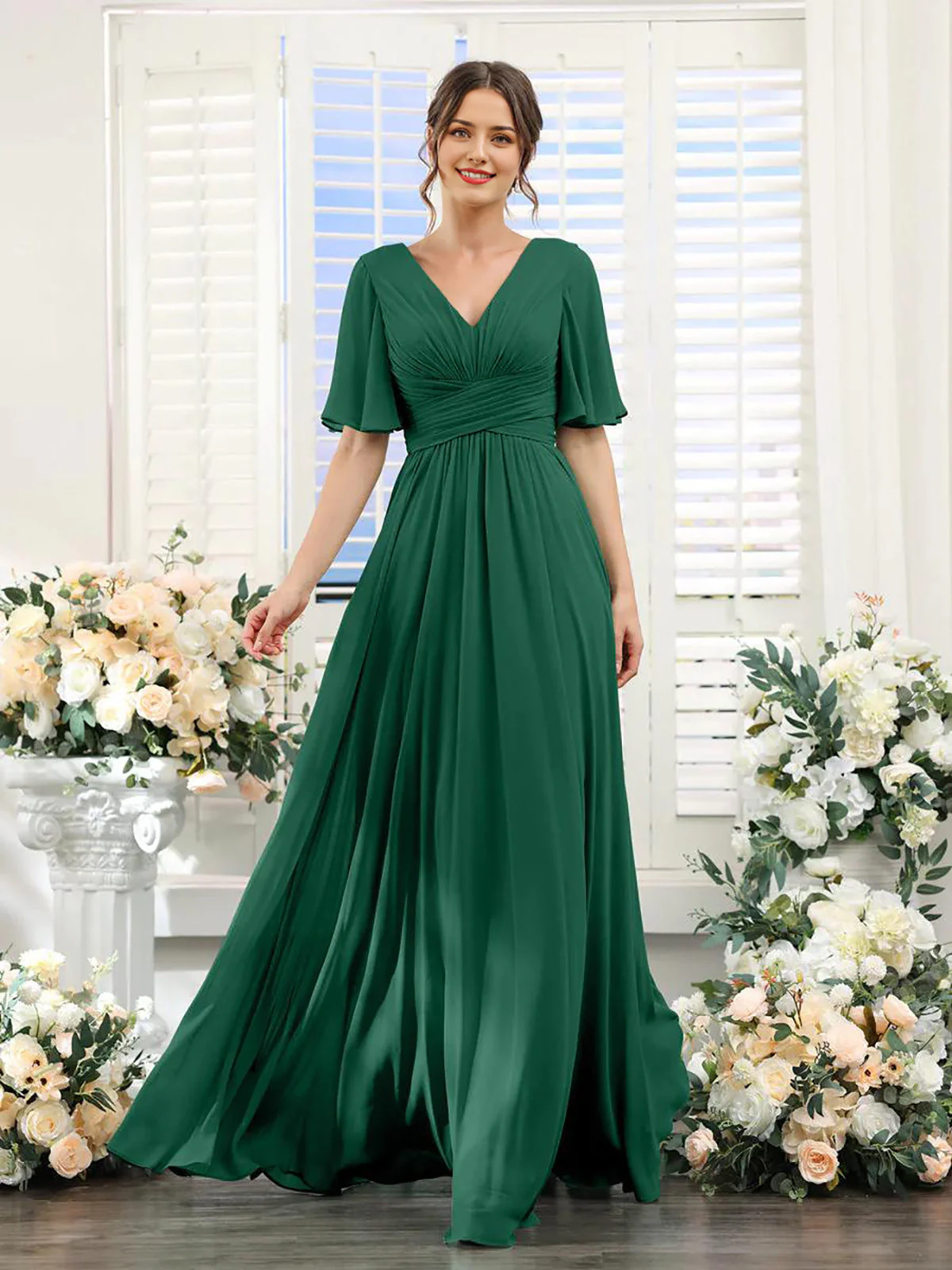 Heidi-Mode | Fließendes V-Ausschnitt Chiffonkleid für Damen - Image 12