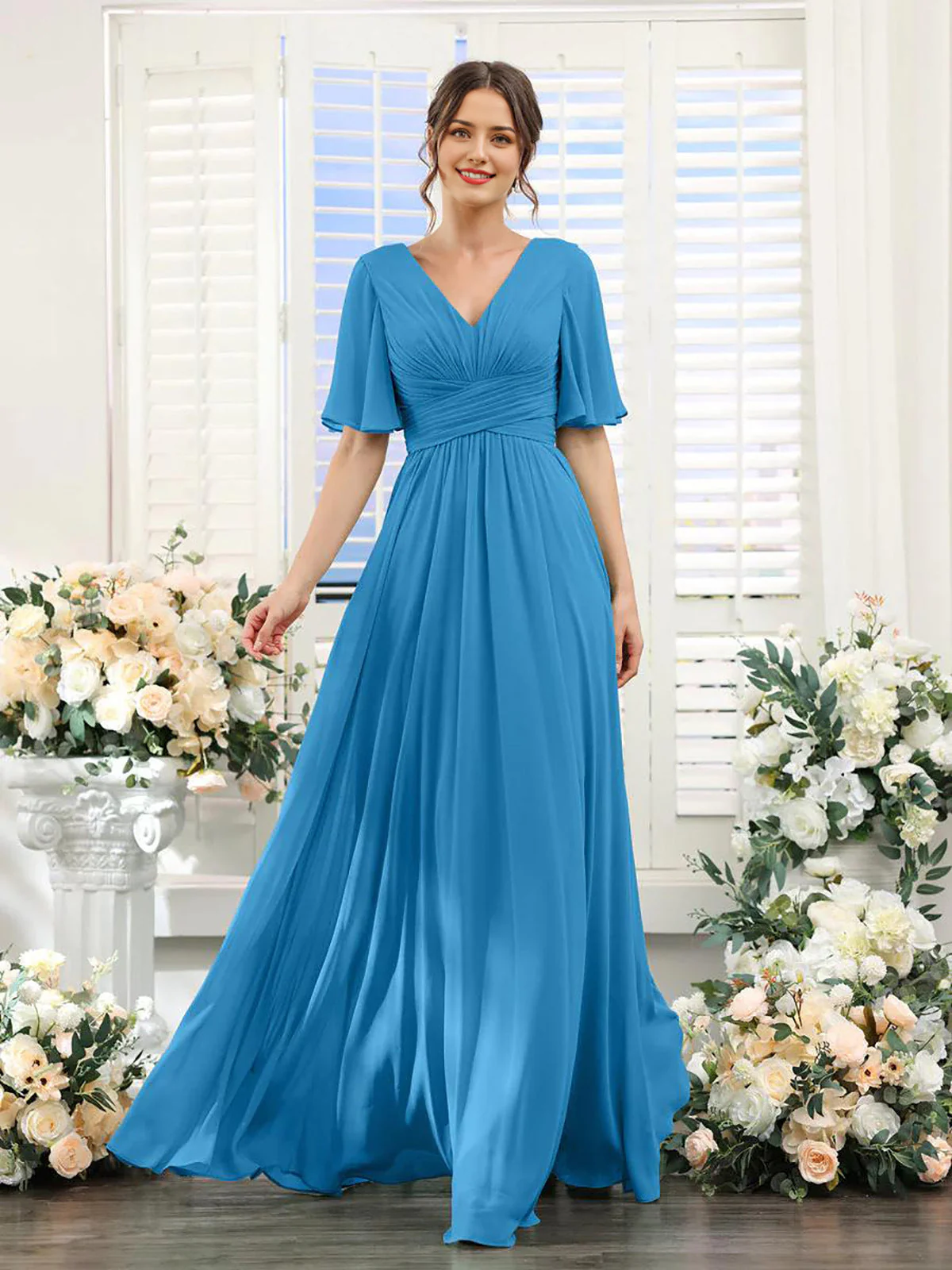 Heidi-Mode | Fließendes V-Ausschnitt Chiffonkleid für Damen - Image 6