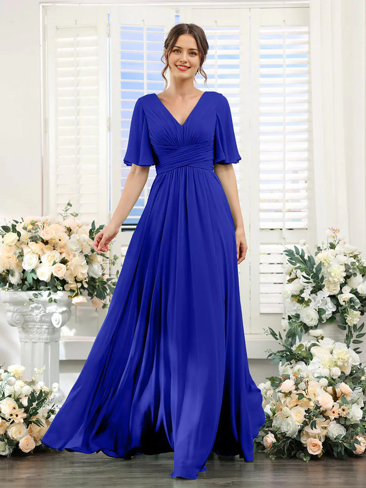 Heidi-Mode | Fließendes V-Ausschnitt Chiffonkleid für Damen - Image 7