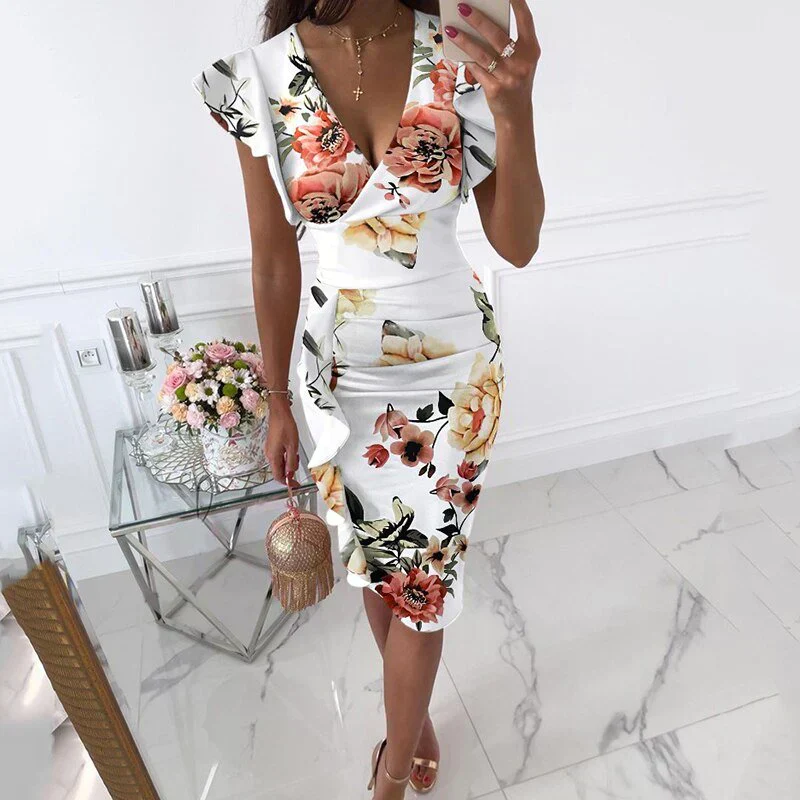 Heidi-Mode | Kleid mit Rüschensäumen und V-Ausschnitt - Image 3