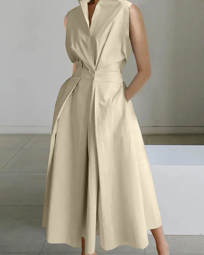 Heidi-Mode | Damen Kragenlos Kleid Stylisch - Image 2
