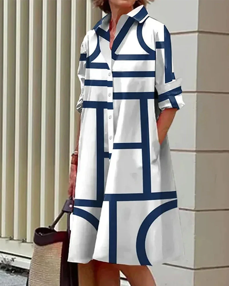 Heidi-Mode | Kleid mit Taschen und Geometrischem Aufdruck - Image 3