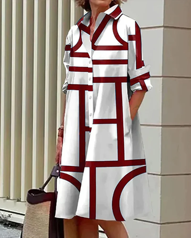 Heidi-Mode | Kleid mit Taschen und Geometrischem Aufdruck - Image 4
