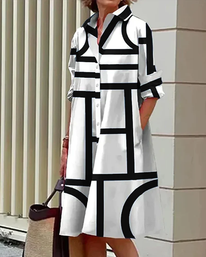 Heidi-Mode | Kleid mit Taschen und Geometrischem Aufdruck - Image 5