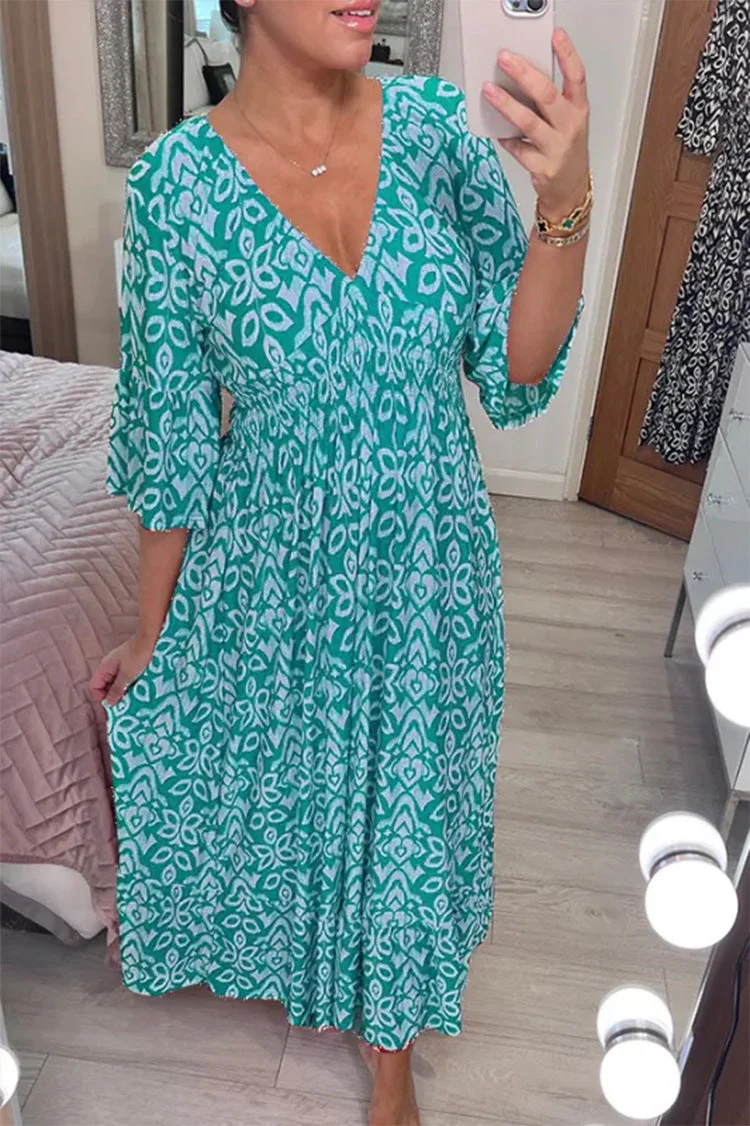 Heidi-Mode | Kleid Modisches Maxikleid mit V-Ausschnitt und Blumenmuster für Frauen - Image 6