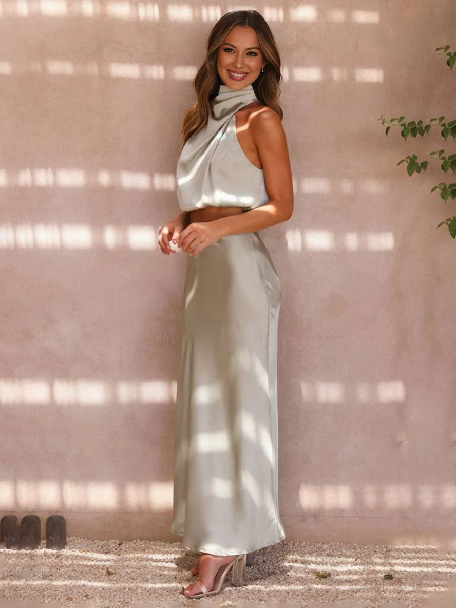 Heidi-Mode | Kleid Gäste Hochzeit Damen Halter Ärmellos Damen Elegante Abend Zweiteilige Brautjungfernkleid - Image 14