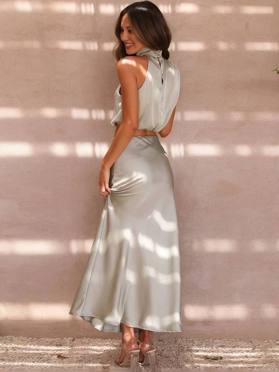 Heidi-Mode | Kleid Gäste Hochzeit Damen Halter Ärmellos Damen Elegante Abend Zweiteilige Brautjungfernkleid - Image 15