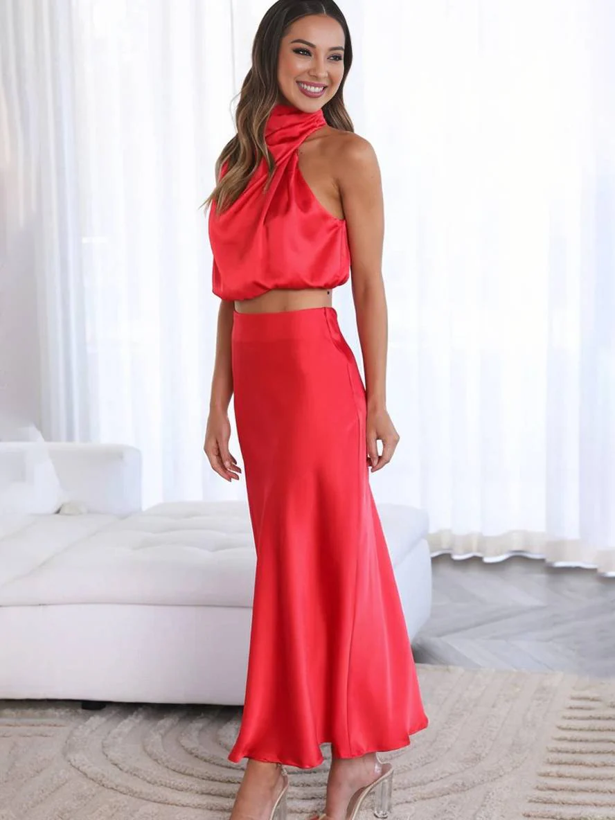 Heidi-Mode | Kleid Gäste Hochzeit Damen Halter Ärmellos Damen Elegante Abend Zweiteilige Brautjungfernkleid - Image 16