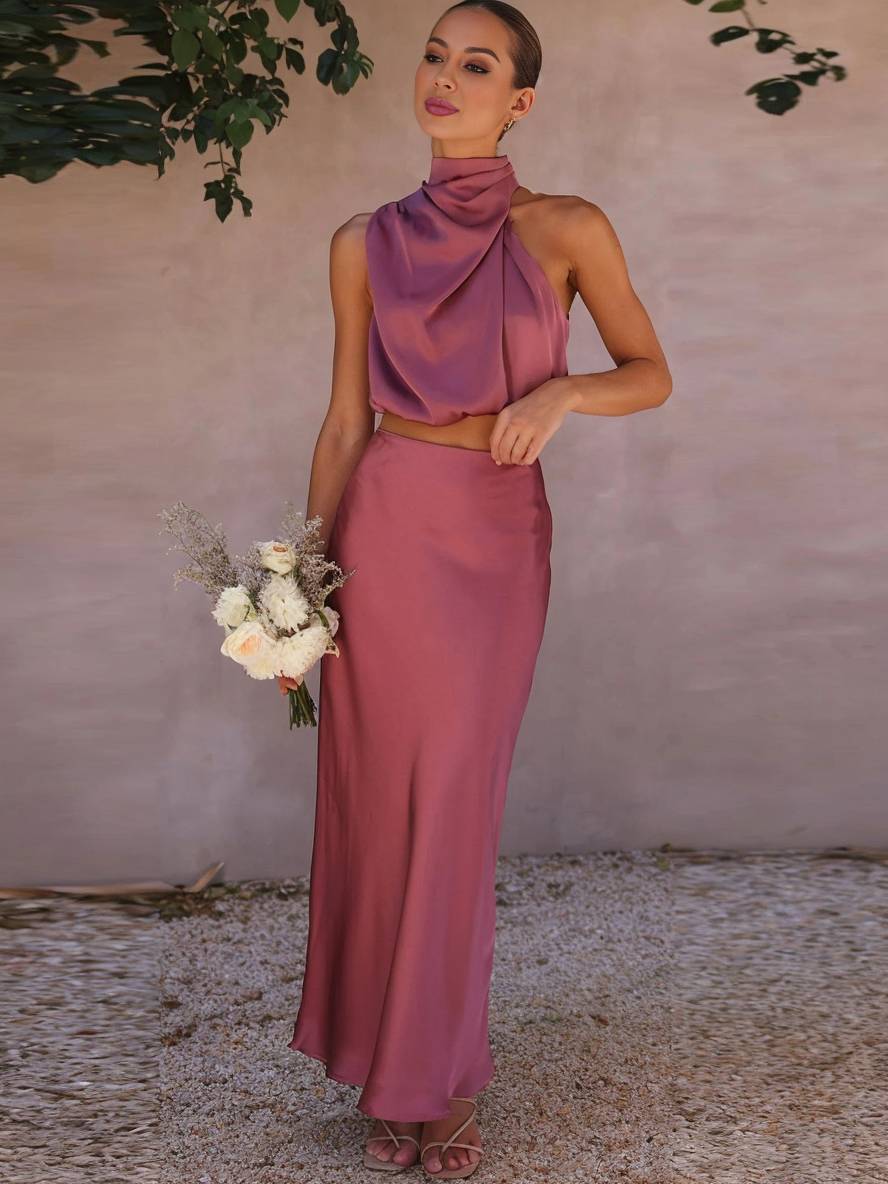 Heidi-Mode | Kleid Gäste Hochzeit Damen Halter Ärmellos Damen Elegante Abend Zweiteilige Brautjungfernkleid - Image 23