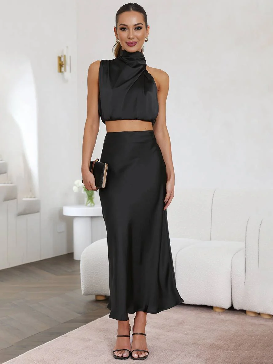 Heidi-Mode | Kleid Gäste Hochzeit Damen Halter Ärmellos Damen Elegante Abend Zweiteilige Brautjungfernkleid - Image 29