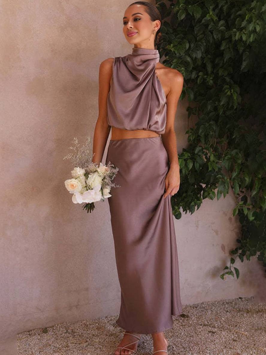 Heidi-Mode | Kleid Gäste Hochzeit Damen Halter Ärmellos Damen Elegante Abend Zweiteilige Brautjungfernkleid - Image 32