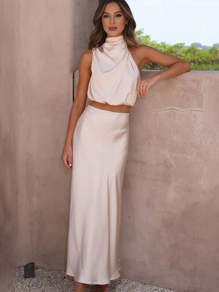 Heidi-Mode | Kleid Gäste Hochzeit Damen Halter Ärmellos Damen Elegante Abend Zweiteilige Brautjungfernkleid - Image 4