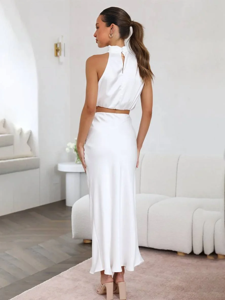 Heidi-Mode | Kleid Gäste Hochzeit Damen Halter Ärmellos Damen Elegante Abend Zweiteilige Brautjungfernkleid - Image 9