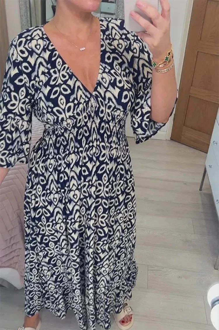 Heidi-Mode | Kleid V-Ausschnitt Halbe Ärmel Maxikleid Freizeitkleid - Image 6