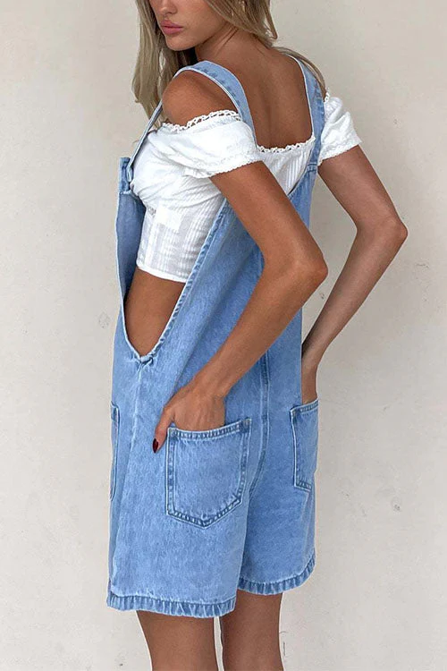 Heidi-Mode | Rosiedress Knopfverschluss mit Taschen Denim Einteiler - Image 3