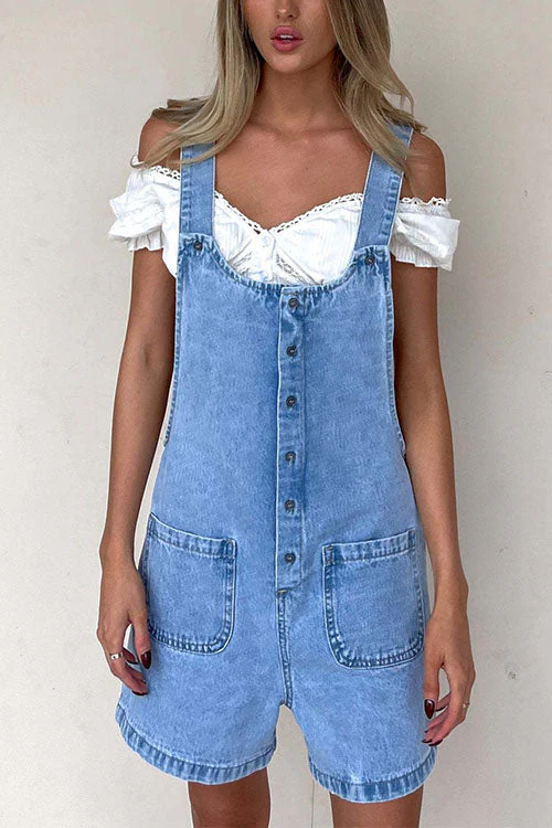 Heidi-Mode | Rosiedress Knopfverschluss mit Taschen Denim Einteiler - Image 7