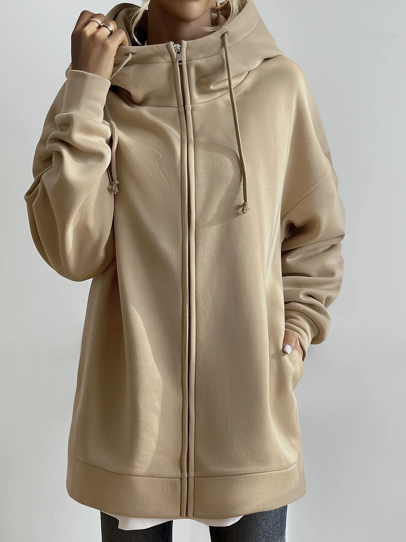 Heidi-Mode | Comfort - Extrem Bequemer Langer Zip-Up-Plüsch-Hoodie mit Kapuze für Damen - Image 10
