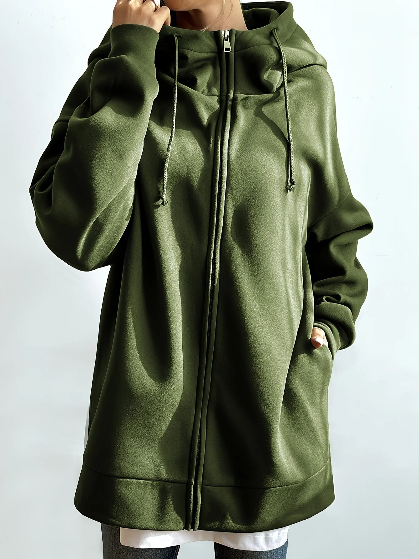 Heidi-Mode | Comfort - Extrem Bequemer Langer Zip-Up-Plüsch-Hoodie mit Kapuze für Damen - Image 9