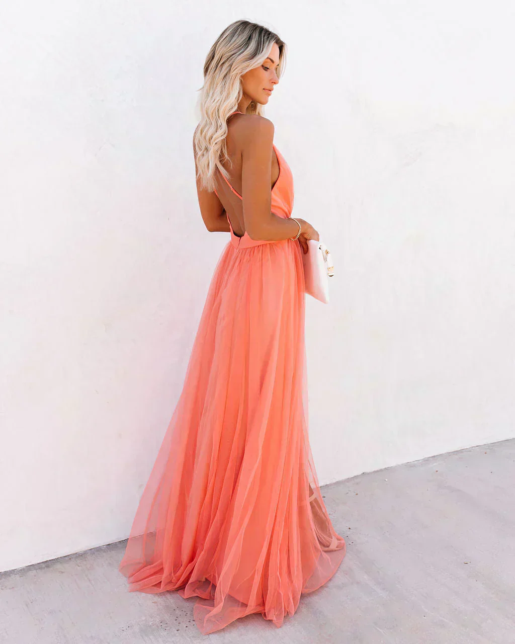 Heidi-Mode | Criss Cross Rücken Niedrige Hals Transparent Maxi Anlass Kleid für Frauen Verema - Image 2
