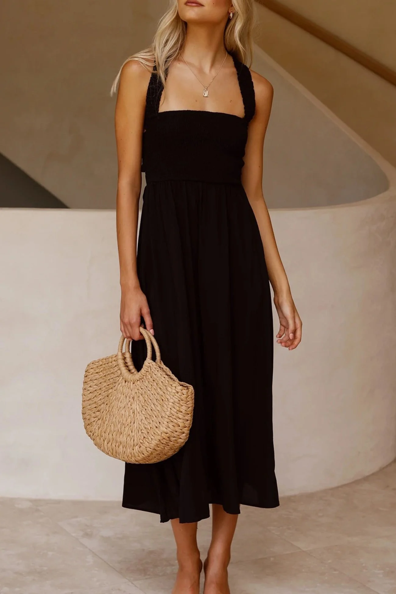 Heidi-Mode | Crisscross Tie-Back Midi Kleid - Image 11