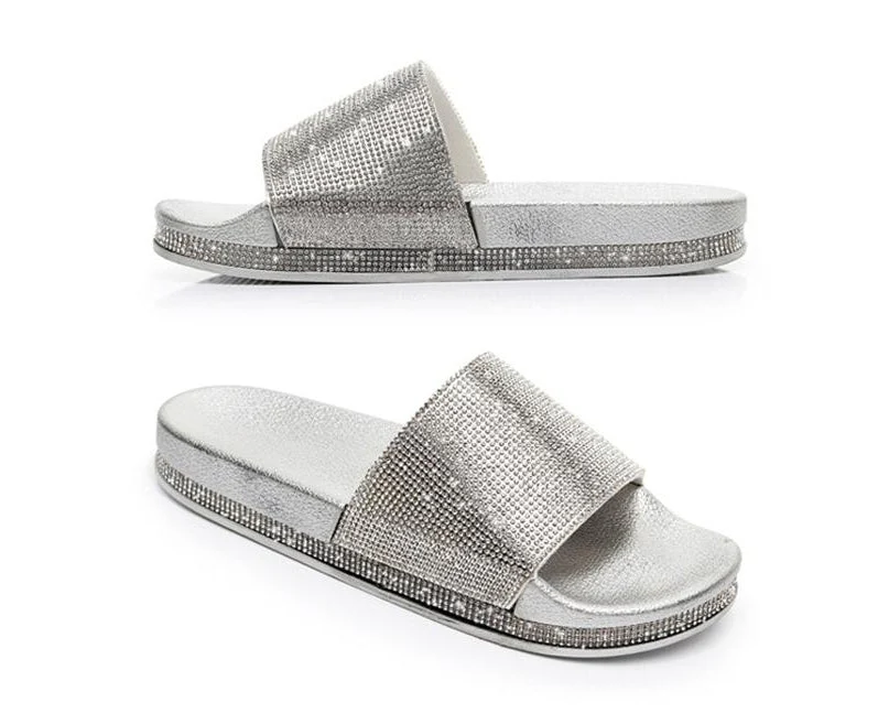 Heidi-Mode | Kristall Diamant Slides mit Besatz Sandalen - Image 11