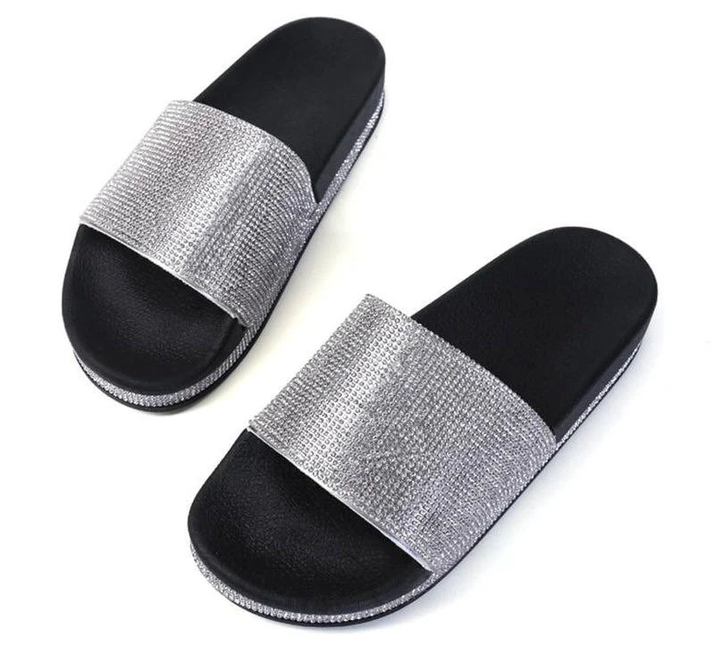 Heidi-Mode | Kristall Diamant Slides mit Besatz Sandalen - Image 14