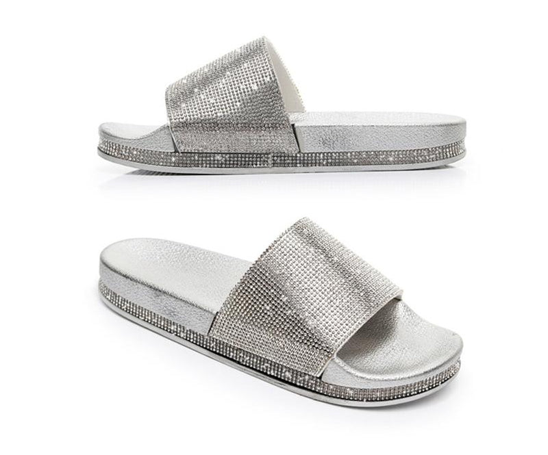 Heidi-Mode | Kristall Diamant Slides mit Besatz Sandalen - Image 19