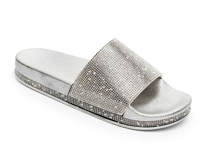 Heidi-Mode | Kristall Diamant Slides mit Besatz Sandalen - Image 9