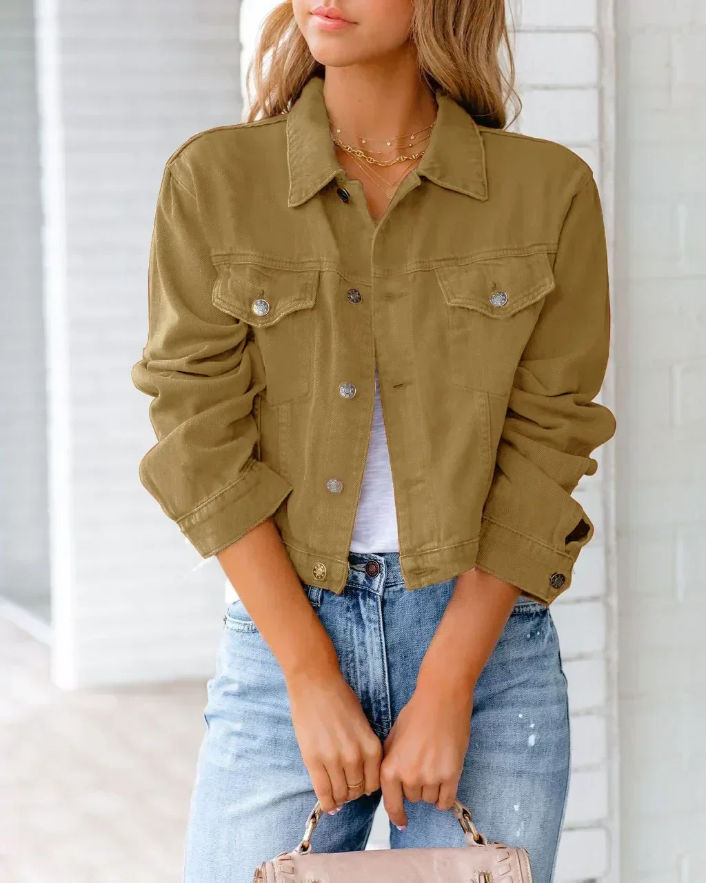 Heidi-Mode | Kurze Taschenjacke Mode Streetwear Einfache Knopf Trend Frauen Denim Jacken Lange Ärmel Herbst Neu Denim Denim Jacken - Image 13