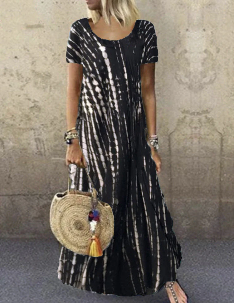 Heidi-Mode | Kurzarm Gemustertes Maxikleid - Image 11