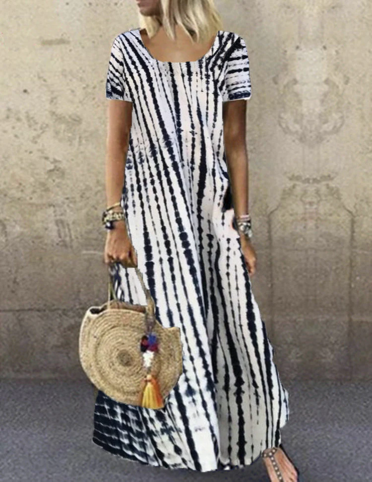 Heidi-Mode | Kurzarm Gemustertes Maxikleid - Image 5