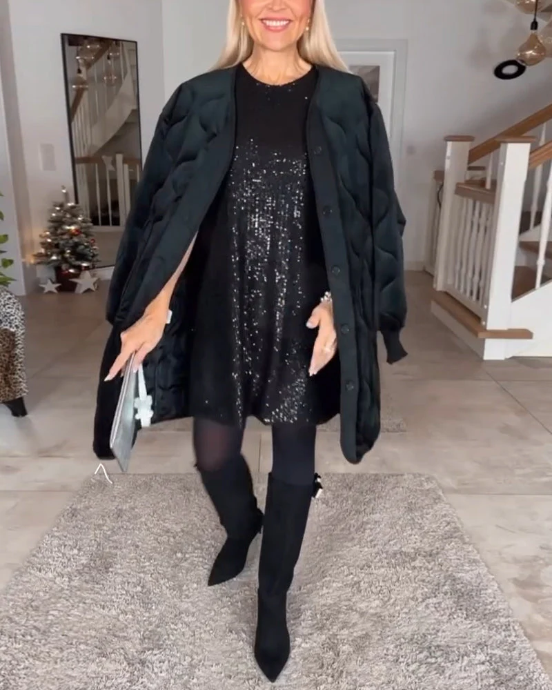 Heidi-Mode | Kurzarmkleid mit Rundhalsausschnitt und Pailletten - Image 2