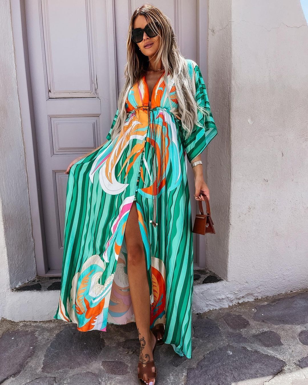 Heidi-Mode | Kurzarm Schwingendes Langkleid - Image 8