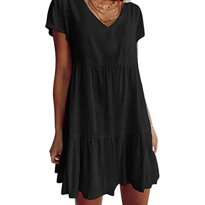 Heidi-Mode | Kurzärmeliges Gewebtes Kleid - Image 3