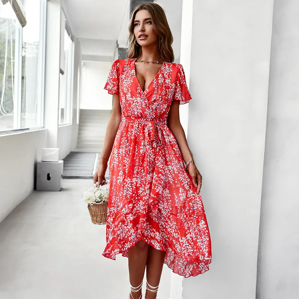 Heidi-Mode | Kurzarmkleid mit V-Ausschnitt für Frauen - Image 2