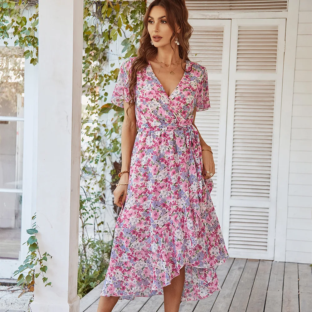 Heidi-Mode | Kurzarmkleid mit V-Ausschnitt für Frauen - Image 4