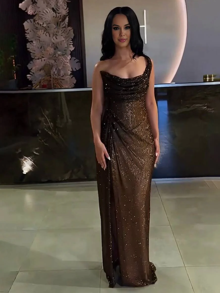 Heidi-Mode | Langes Fitted Unregelmäßiges Seitenriss Ärmellos Elegant Damen Ball Prom Abendkleid - Image 4