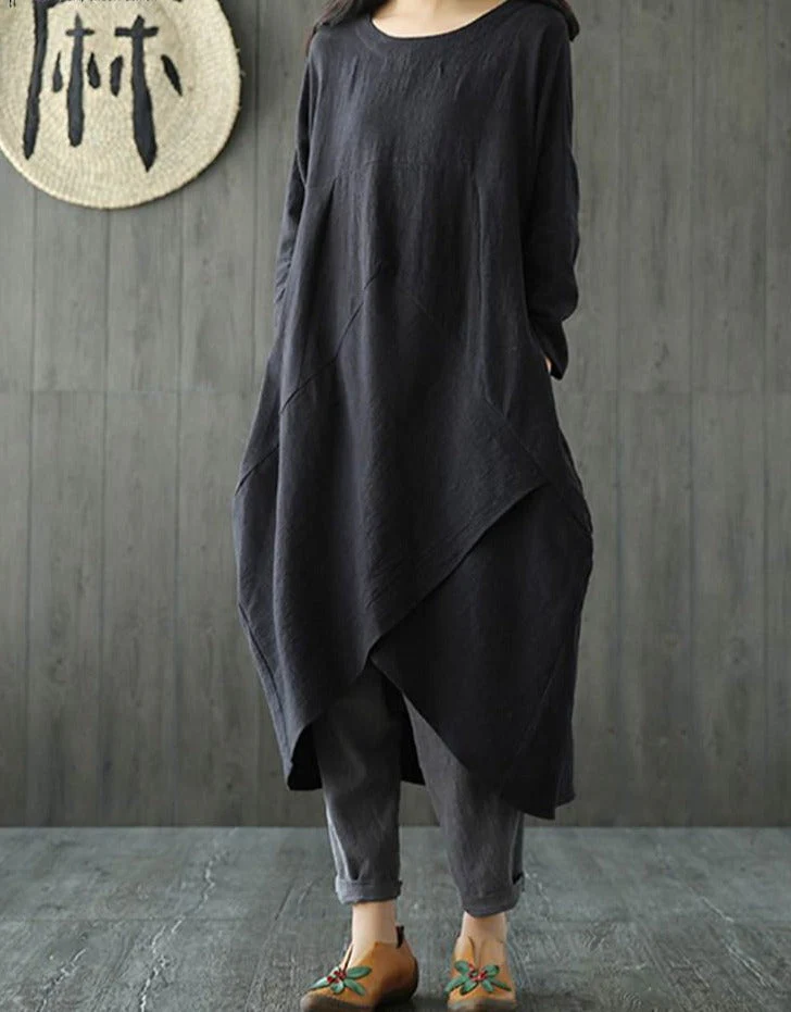 Heidi-Mode | Langärmeliges Unregelmäßiges Midikleid - Image 3