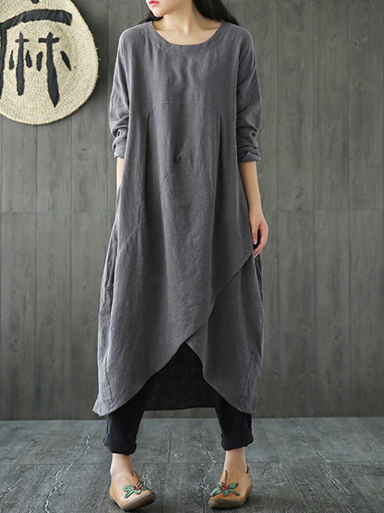 Heidi-Mode | Langärmeliges Unregelmäßiges Midikleid - Image 4