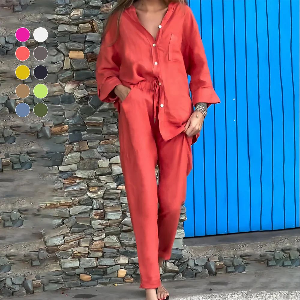 Heidi-Mode | Langarmhemd und Hose Aus Baumwolle und Leinen für Damen - Image 12