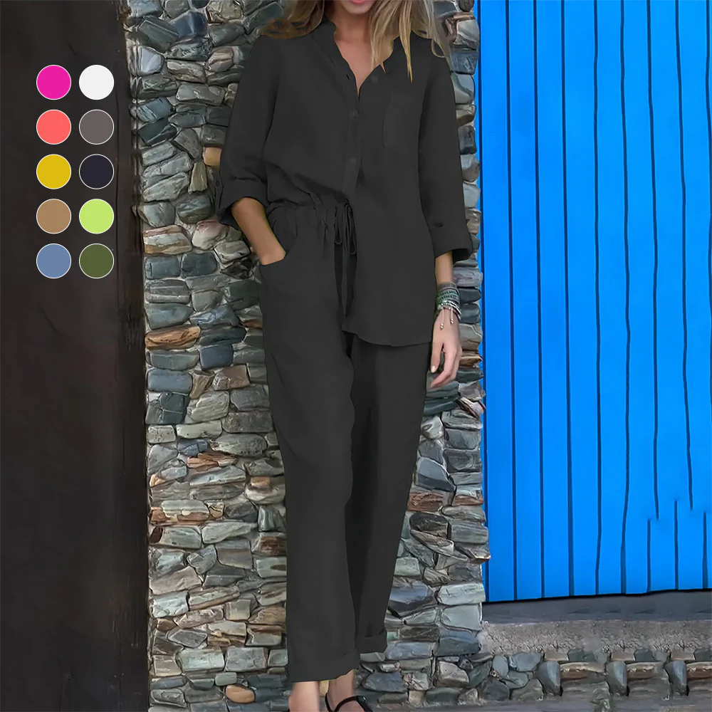 Heidi-Mode | Langarmhemd und Hose Aus Baumwolle und Leinen für Damen - Image 13