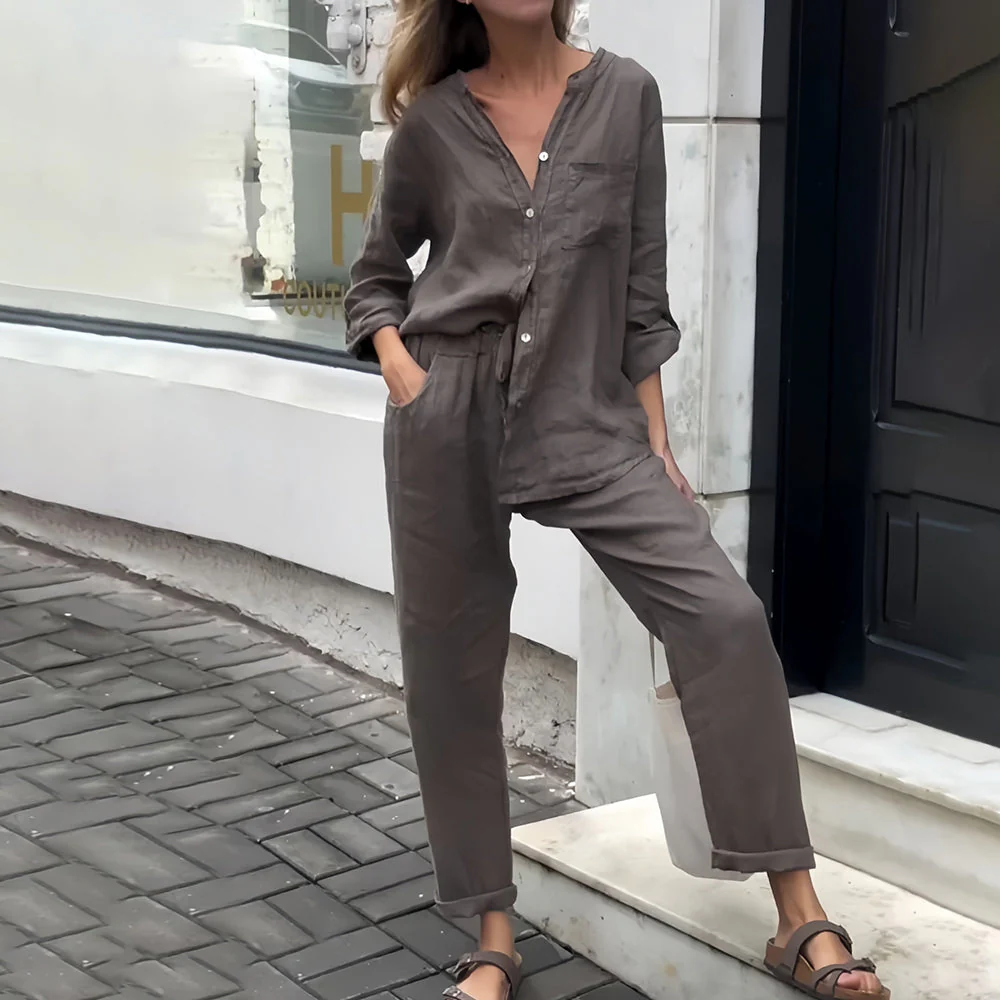 Heidi-Mode | Langarmhemd und Hose Aus Baumwolle und Leinen für Damen - Image 15